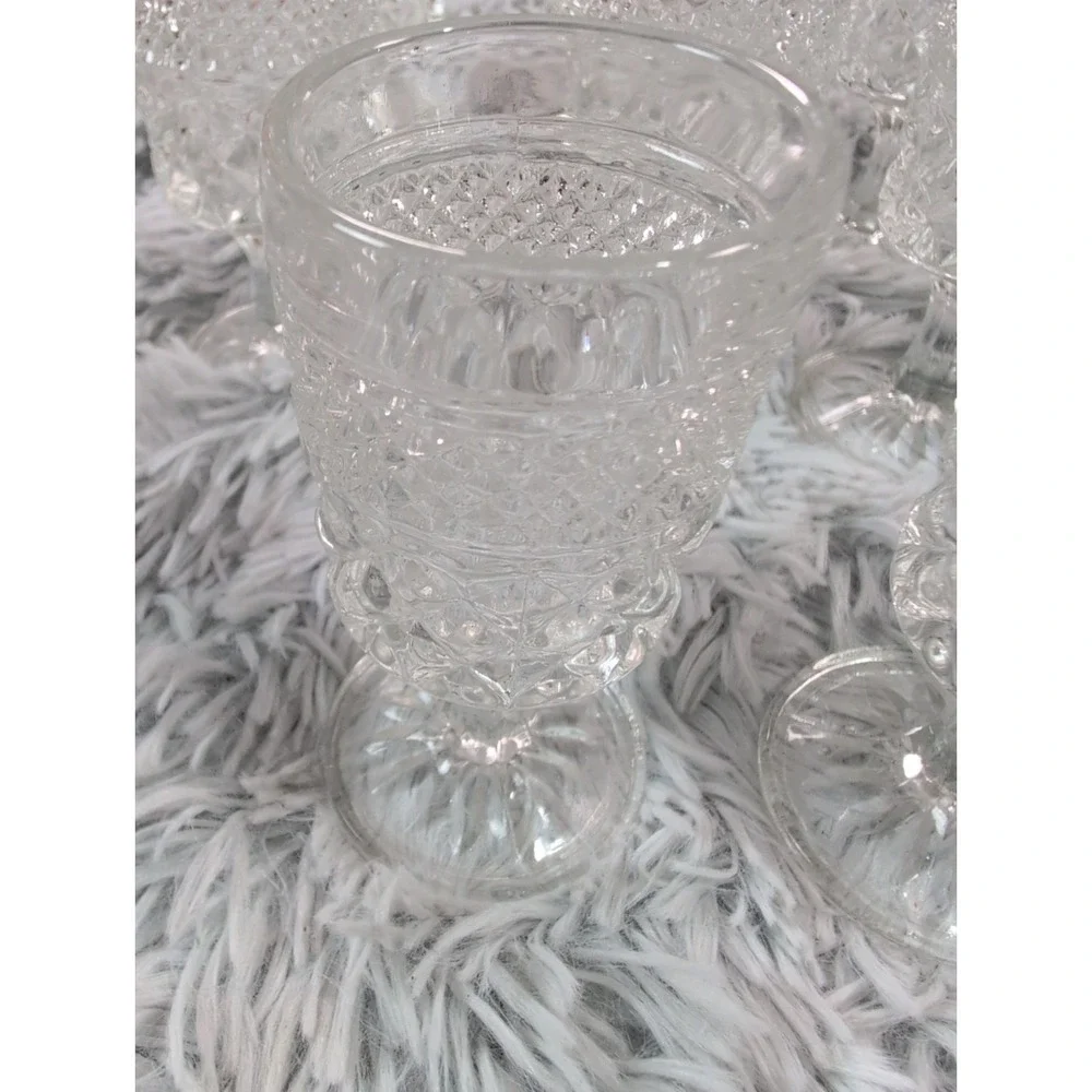 VTG Wexford Anchor Hocking Diamond Point Claret Goblet Wine Glasses Lot Of 11